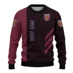 West Ham United Circles Mesh Claret Black Sweater Best Selling