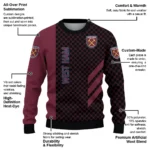 West Ham United Circles Mesh Claret Black Sweater Best Selling