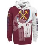 West Ham United Graphic Punisher Claret White Hoodie Best Selling