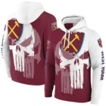West Ham United Graphic Punisher Claret White Hoodie Best Selling