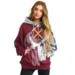 West Ham United Graphic Punisher Claret White Hoodie Best Selling