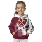 West Ham United Graphic Punisher Claret White Hoodie Best Selling