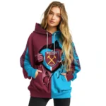 West Ham United Heartbeat Graphic Claret Hoodie Best Selling