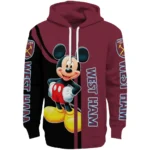 West Ham United Mickey Mouse Claret Black Hoodie Best Selling