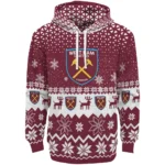 West Ham United Reindeer Motif Claret Hoodie Best Selling