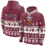 West Ham United Reindeer Motif Claret Hoodie Best Selling