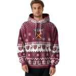 West Ham United Reindeer Motif Claret Hoodie Best Selling