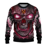 West Ham United Skull Intensity Claret Black Sweater Best Selling