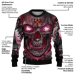 West Ham United Skull Intensity Claret Black Sweater Best Selling
