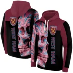 West Ham United Skull Motif Claret Black Hoodie Best Selling