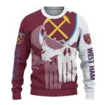 West Ham United Skull Split Claret White Sweater Best Selling