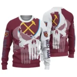 West Ham United Skull Split Claret White Sweater Best Selling