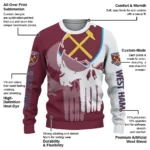 West Ham United Skull Split Claret White Sweater Best Selling