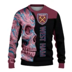 West Ham United Skull Swirl Claret Black Sweater Best Selling