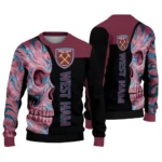West Ham United Skull Swirl Claret Black Sweater Best Selling