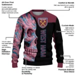 West Ham United Skull Swirl Claret Black Sweater Best Selling