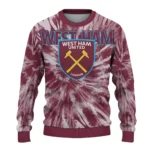 West Ham United Tie Dye Designs Claret Sweater Best Selling