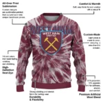 West Ham United Tie Dye Designs Claret Sweater Best Selling