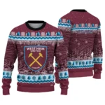 West Ham United Tree Pattern Claret Sweater Best Selling