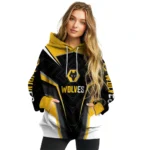 Wolverhampton Wanderers Futuristic Pattern Old Gold Black Hoodie Best Selling