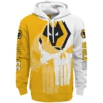 Wolverhampton Wanderers Graphic Punisher Old Gold White Hoodie Best Selling