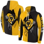 Wolverhampton Wanderers Heartbeat Graphic Old Gold Hoodie Best Selling