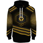Wolverhampton Wanderers Hexagonal Pattern Old Gold Black Hoodie Best Selling