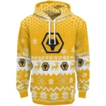 Wolverhampton Wanderers Reindeer Motif Old Gold Hoodie Best Selling