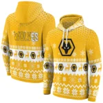 Wolverhampton Wanderers Reindeer Motif Old Gold Hoodie Best Selling