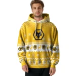 Wolverhampton Wanderers Reindeer Motif Old Gold Hoodie Best Selling