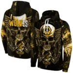 Wolverhampton Wanderers Skull Artwork Old Gold Black Hoodie Best Selling