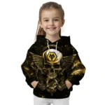 Wolverhampton Wanderers Skull Artwork Old Gold Black Hoodie Best Selling