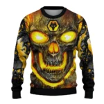 Wolverhampton Wanderers Skull Intensity Old Gold Black Sweater Best Selling
