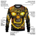 Wolverhampton Wanderers Skull Intensity Old Gold Black Sweater Best Selling