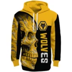 Wolverhampton Wanderers Skull Motif Old Gold Black Hoodie Best Selling