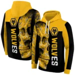Wolverhampton Wanderers Skull Motif Old Gold Black Hoodie Best Selling