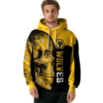 Wolverhampton Wanderers Skull Motif Old Gold Black Hoodie Best Selling