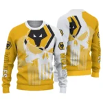 Wolverhampton Wanderers Skull Split Old Gold White Sweater Best Selling