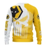 Wolverhampton Wanderers Skull Split Old Gold White Sweater Best Selling