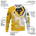 Wolverhampton Wanderers Skull Split Old Gold White Sweater Best Selling