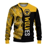 Wolverhampton Wanderers Skull Swirl Old Gold Black Sweater Best Selling