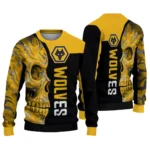 Wolverhampton Wanderers Skull Swirl Old Gold Black Sweater Best Selling