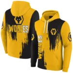Wolverhampton Wanderers Splatter Effect Old Gold Hoodie Best Selling