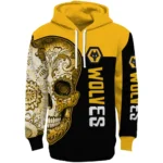 Wolverhampton Wanderers Sugar Skull Old Gold Black Hoodie Best Selling