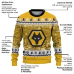 Wolverhampton Wanderers Tree Pattern Old Gold Sweater Best Selling