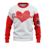 Ac Milan Sweater Personalized Heart Sketch Red White Best Selling