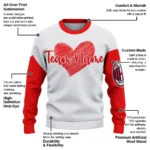 Ac Milan Sweater Personalized Heart Sketch Red White Best Selling