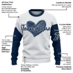 Akron Zips Sweater Custom Heart Sketch Blue White Best Selling