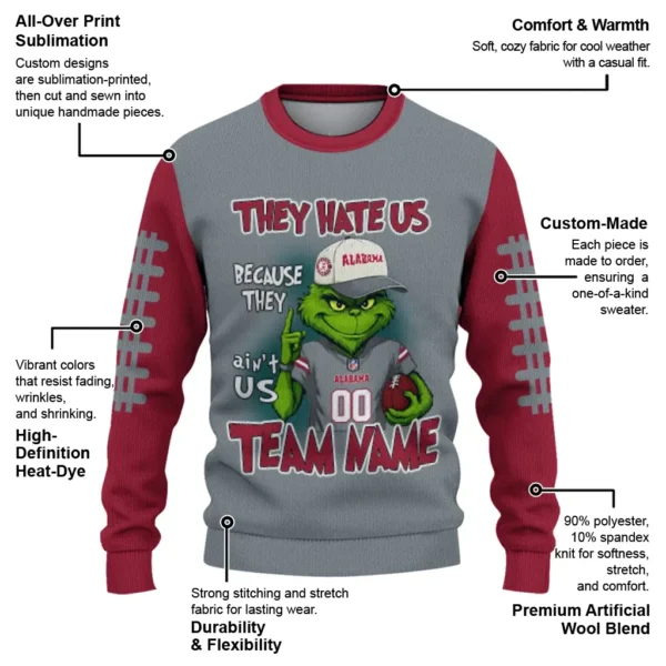Alabama Crimson Tide Sweater Personalized Grinch Fierce Crimson New Arrival