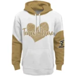 Anaheim Ducks Hoodie Personalized Scribble Heart Gold White Best Selling